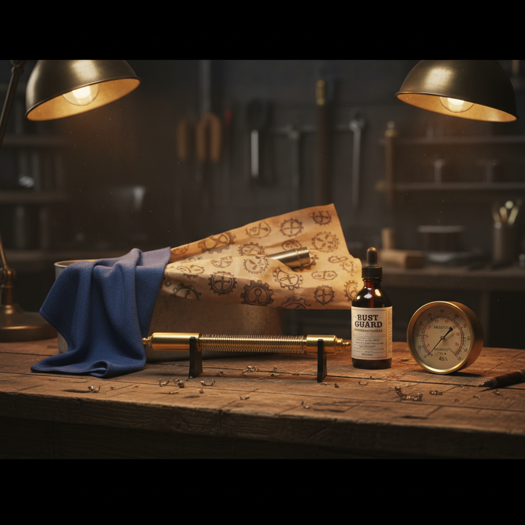 Close-up of firearm metal surfaces showing proper protective oil application