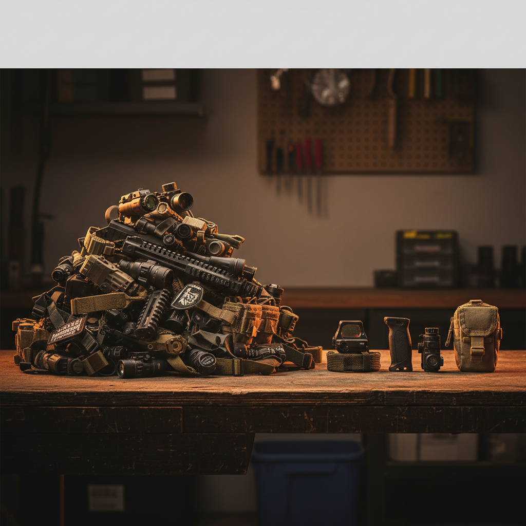 Practical firearm essentials contrasted with unnecessary accessories