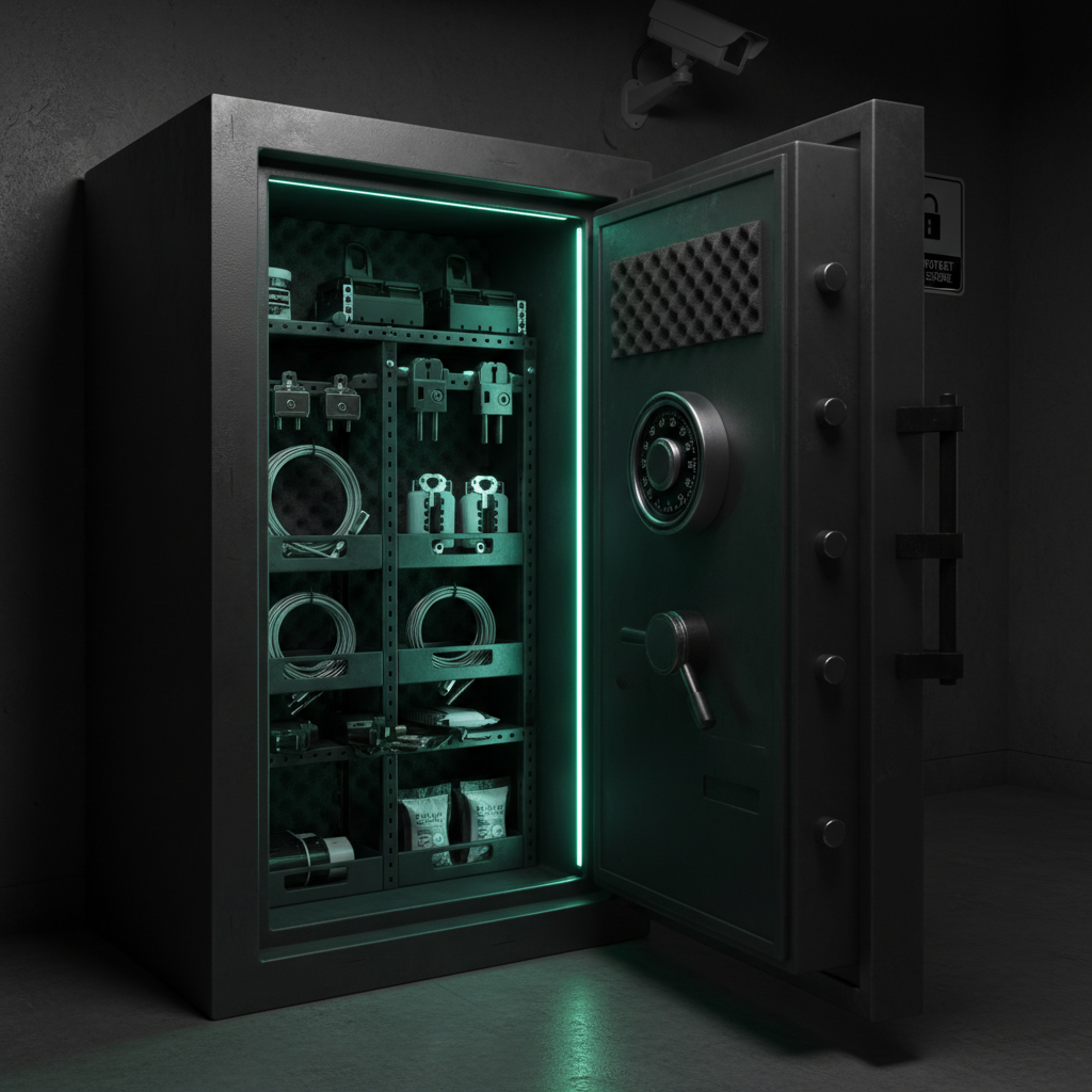 Heavy-duty steel gun safe with safety equipment