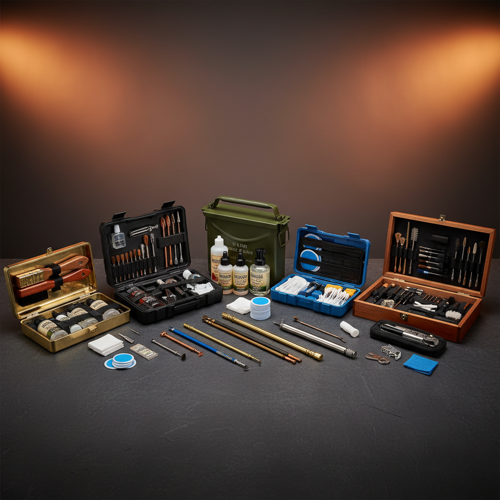 Top-rated gun cleaning kits arranged for comparison testing