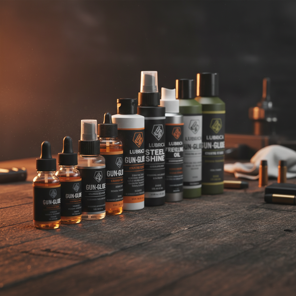 Gun oils, solvents, and lubricants lined up for comparison testing